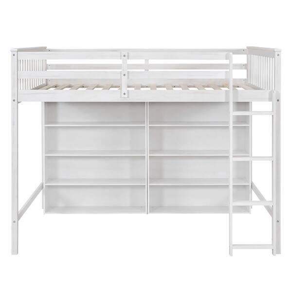 slide 2 of 13, Full Size Storage Loft Bed Frame, White White - Full