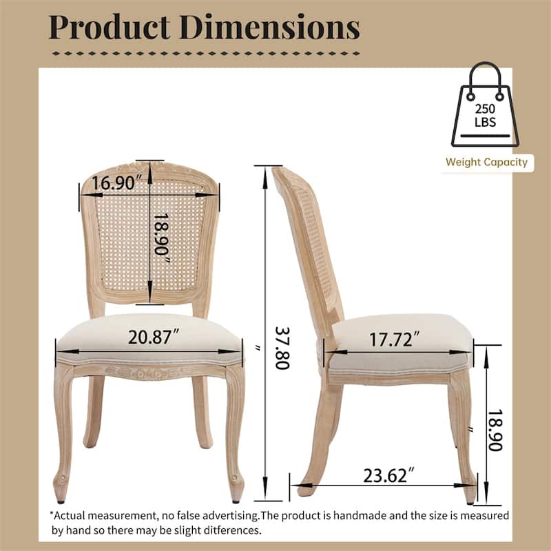 French Country Dining Chairs Set of 2,Upholstered Chairs with Back