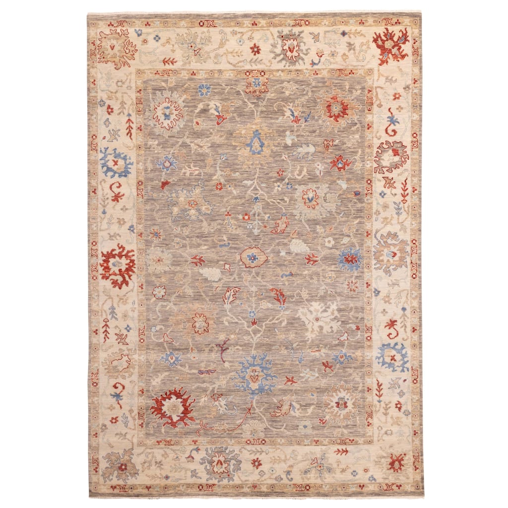 ECARPETGALLERY Hand-knotted Modern Oushak Grey, Taupe Wool Rug - 9'10 x 14'1