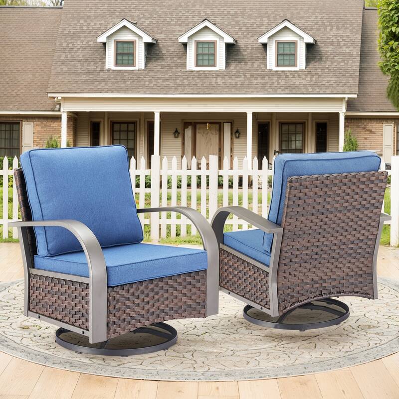 Gymojoy Industrial Style Outdoor Wicker Swivel Glider Chairs Set of 2