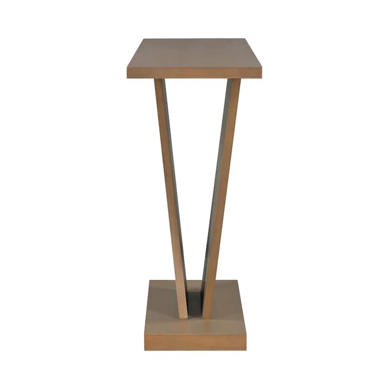 59.8" MDF Console Table With Natural Wood Veneer with V-Shaped Base for Living Room