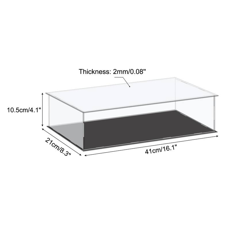 Acrylic Display Case Plastic Box Cube Storage Small Assemble Showcase - 16.1x8.3x4.1 Inch