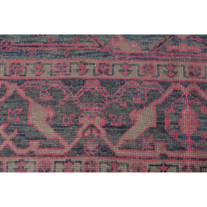 Hand Knotted Oriental 100% Wool Carpet Transitional All-Over Navy Blue & Blues Oushak Area Rug - 10' 3'' X 7' 9''
