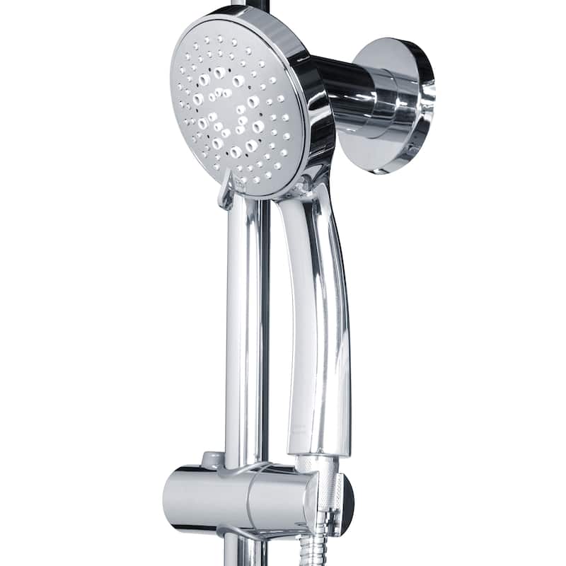 Lanai 8-in Rain Showerhead with 3-Body Jets Pivoting Shower Arm and Multi-function Handshower Chrome