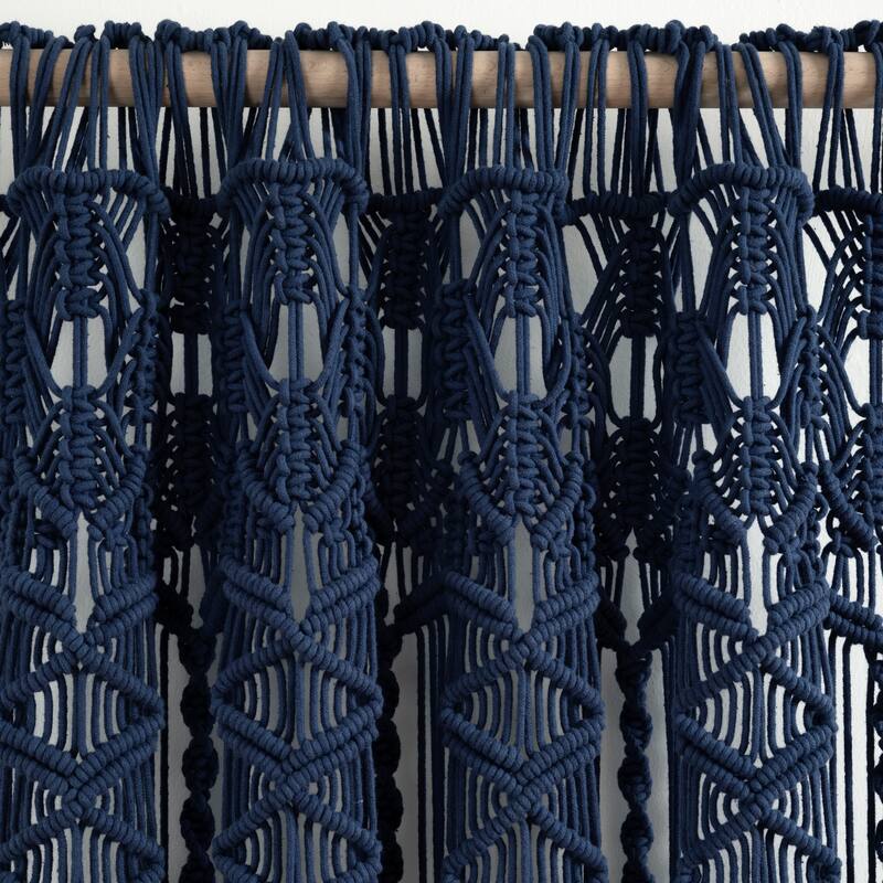 Lush Decor Boho Macrame Textured Cotton Window Curtain/Room Divider/Doorway/Wall Decor