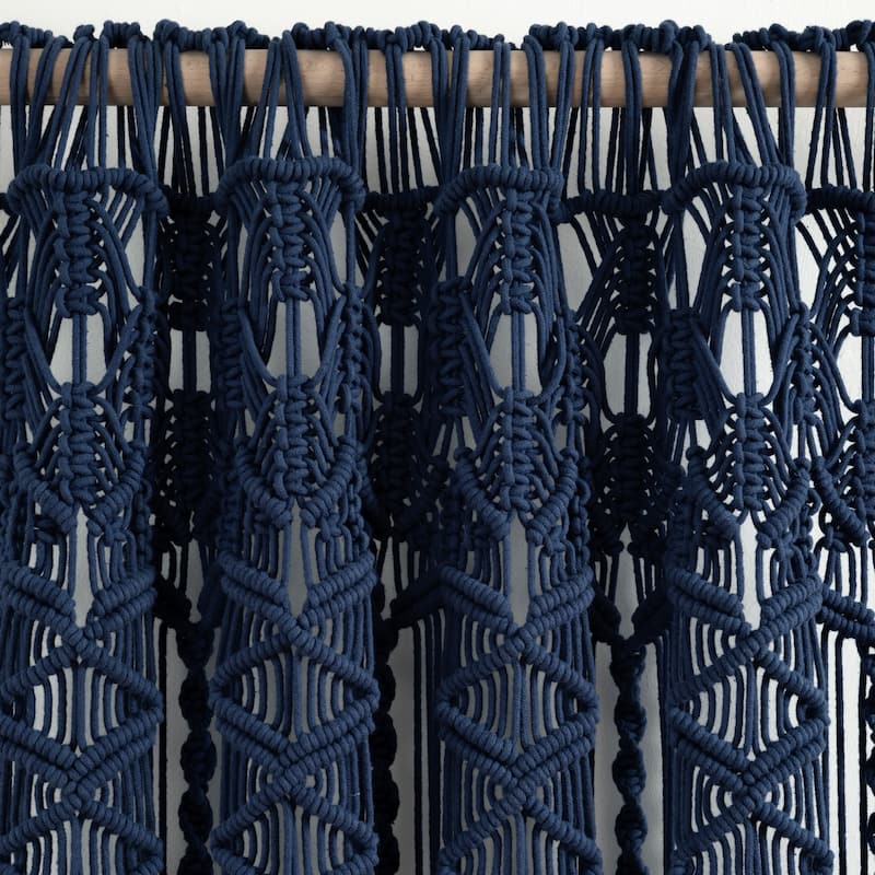 Lush Decor Boho Macrame Textured Cotton Window Curtain/Room Divider/Doorway/Wall Decor