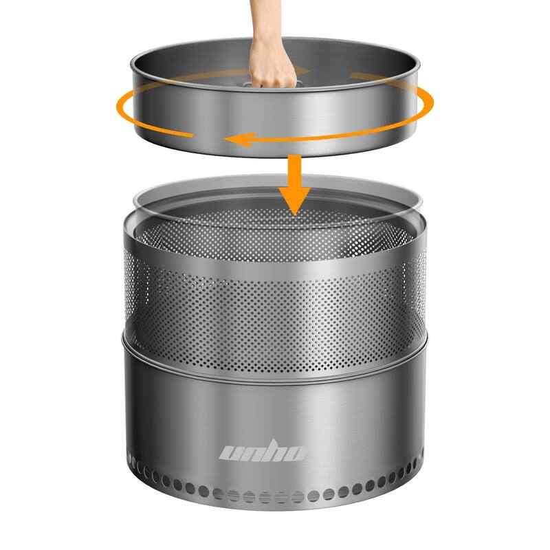 Large Smokeless Stainless Steel Camping Fire Pit Outdoor Firewood Burner Stove with Carry Bag - 19.68x16.33 in