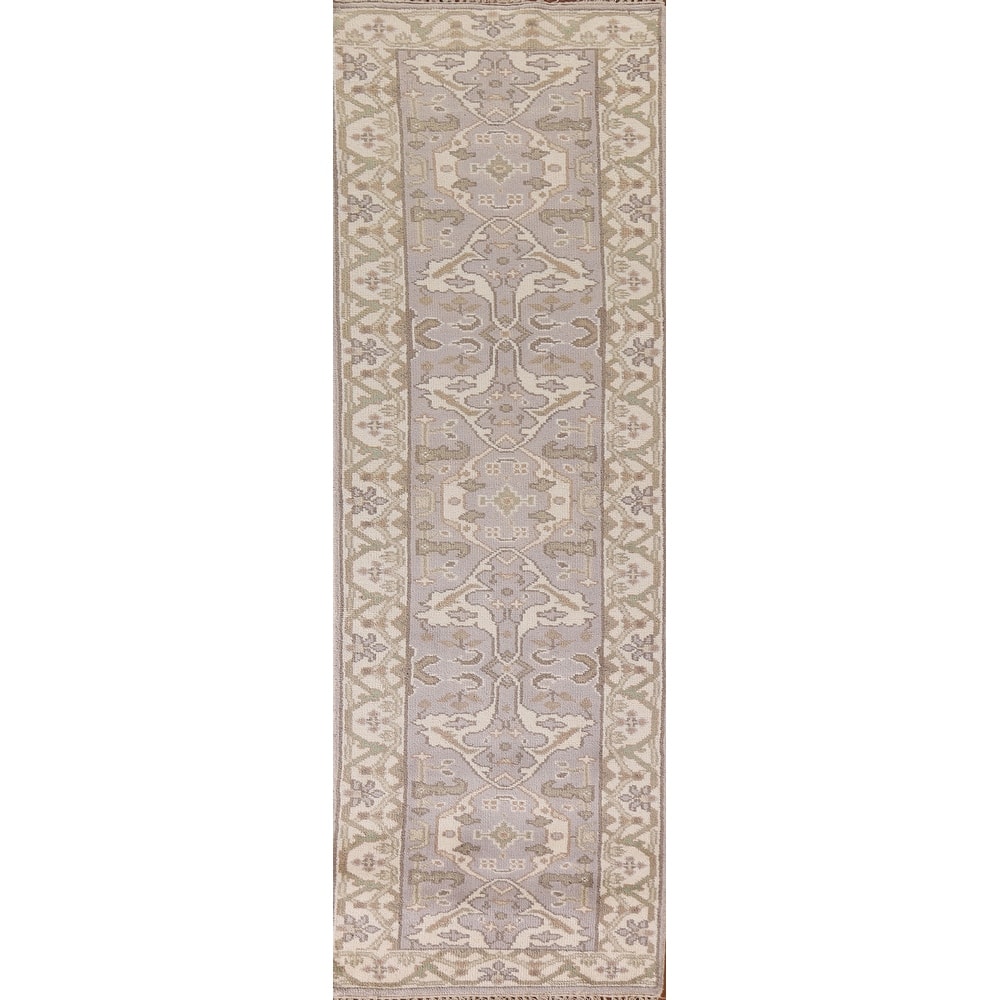Oushak Style Runner Rug Hand-knotted Wool Carpet - 2'6"x 9'11"