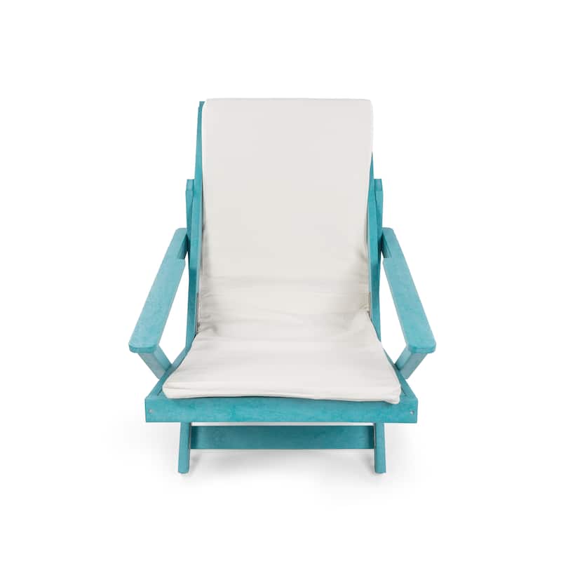 Aspen Fully Assembled All-Weather HDPE Outdoor Folding Lounge Chair with Removable Cushion