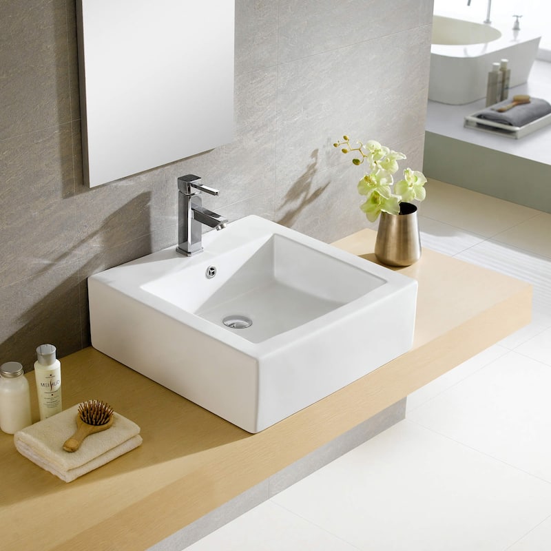 Fine Fixtures Square Vessel Sink Vitreous China w Overflow