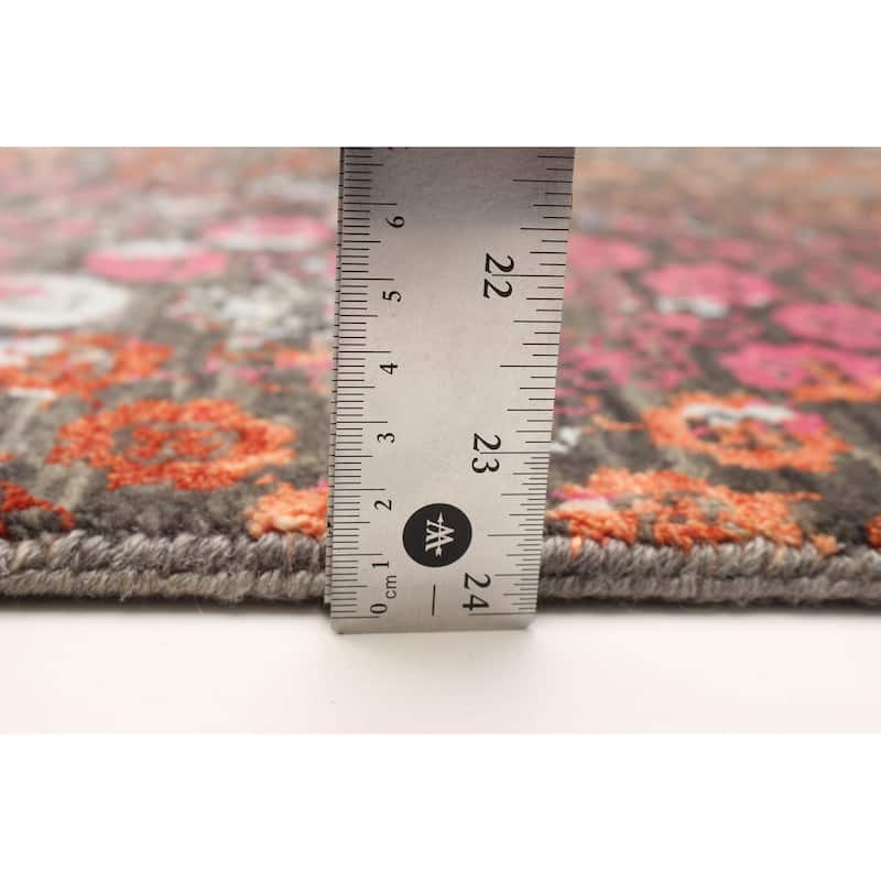 ECARPETGALLERY Hand-knotted Heritage Grey Silk, Wool Rug - 2' 7" x 8' 1"