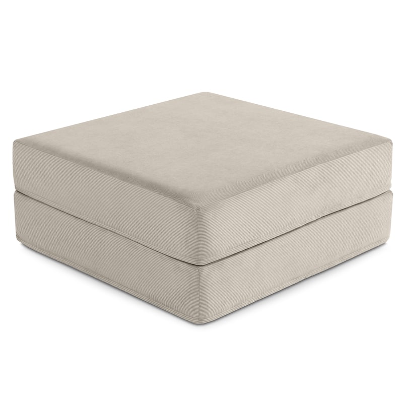 Jaxx Unsofa Modular Convertible Sectional Sofa with Fold Out King Sleeper Bed - Ottoman. - Corduroy Stucco Grey