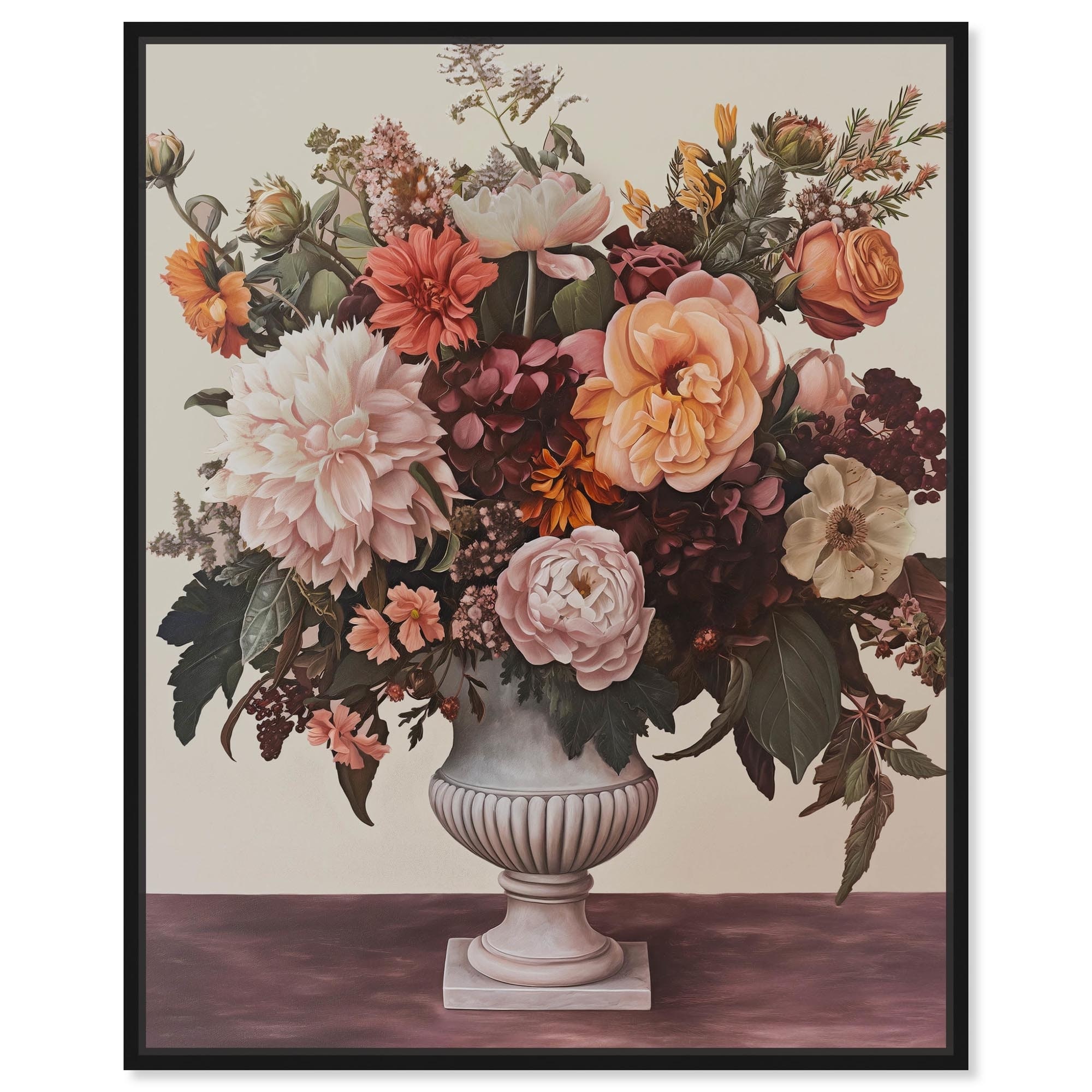 Autumn Tan Floral Canvas by Art Remedy
