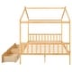 preview thumbnail 10 of 22, Full Size House Platform Bed with Roof and 2 Storage Drawers, Natural Wood