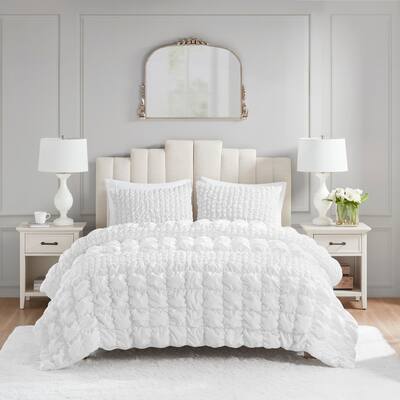 Madison Park Liliana 3 Piece Stripe Ruched Comforter Set