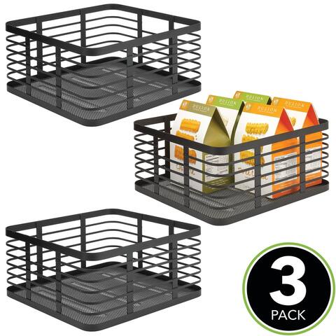 mDesign Metal Wire Food Organizer Storage Bin, 3 Pack