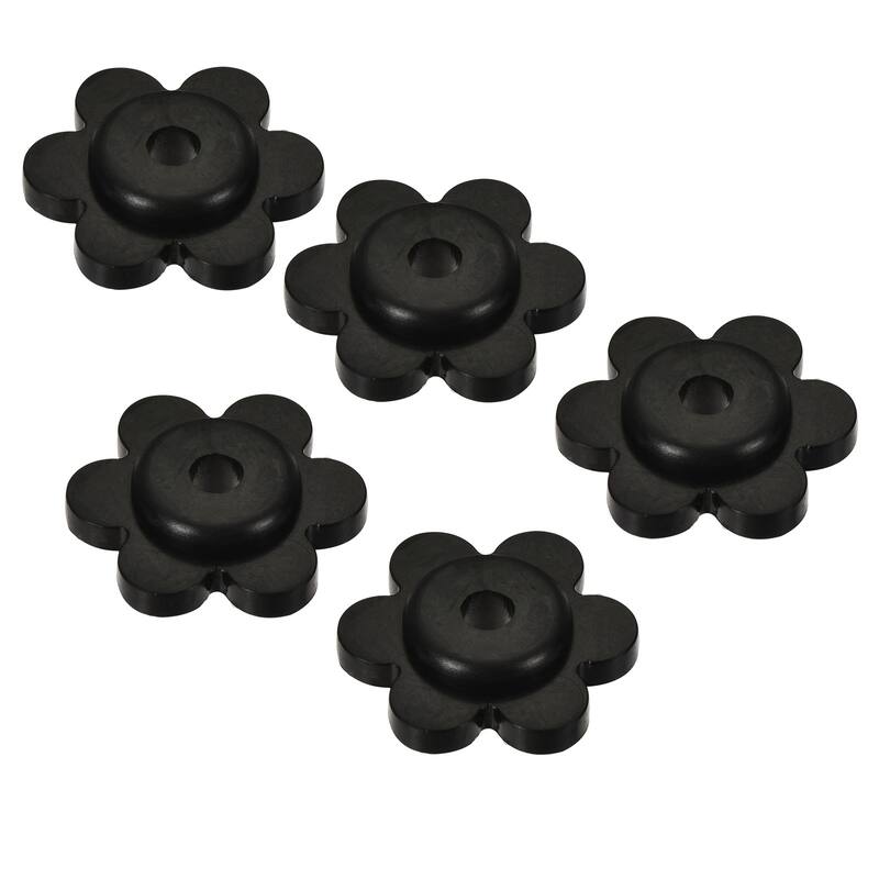 Flower Shape Rubber Stoppers for Garden Flag Stand Poles Black 5 Pack