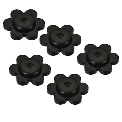 Flower Shape Rubber Stoppers for Garden Flag Stand Poles Black 5 Pack