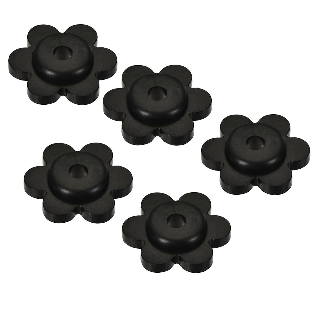 Flower Shape Rubber Stoppers for Garden Flag Stand Poles Black 5 Pack