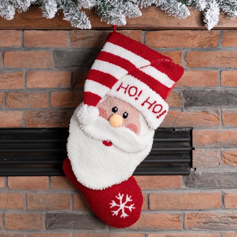 Glitzhome 19"L 3D Hooked Xmas Stocking Santa Penguin Reindeer