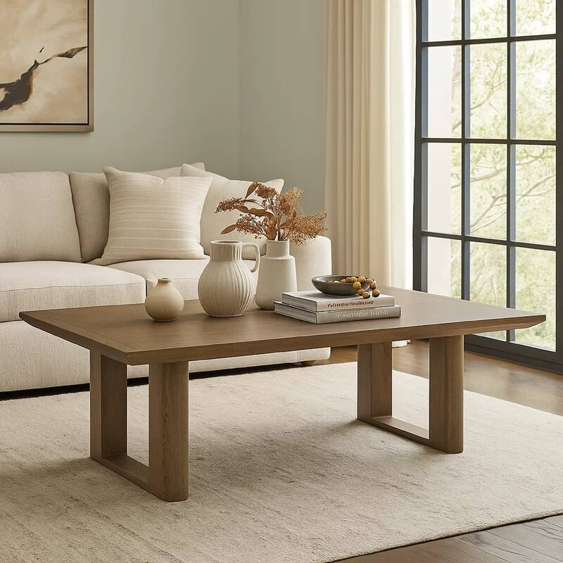 Baily Outdoor Cocktail Coffee Table, 49 Inch Woodlike Brown Metal