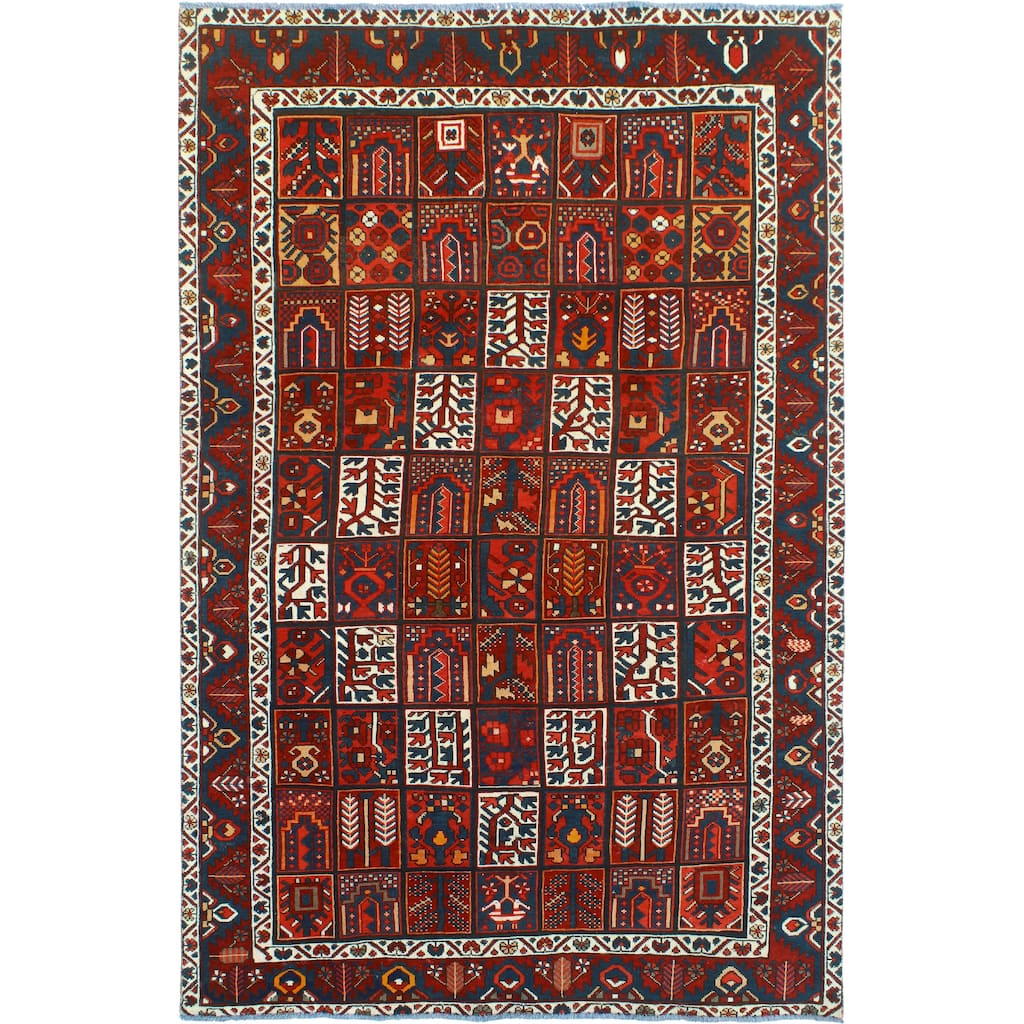 Fine Vintage Bakhtiari Kirkwood Burgundy/Navy Rug - 6'5" x 9'9"