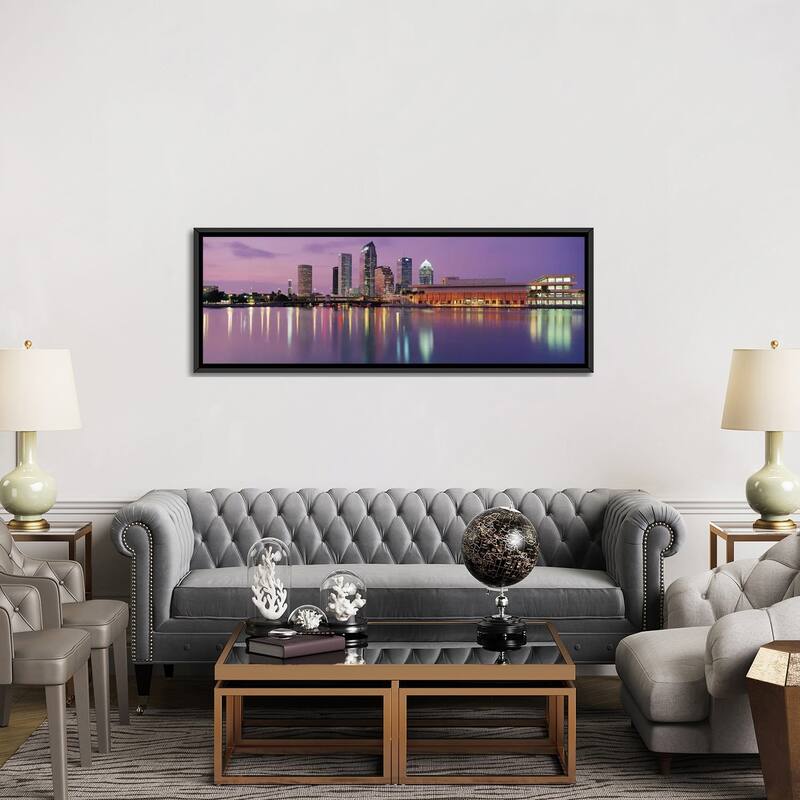 iCanvas "Tampa Panoramic Skyline Cityscape (Dusk)" by Unknown Artist Framed Canvas Print