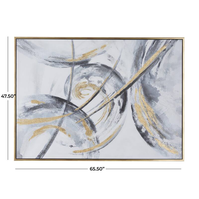 CosmoLiving by Cosmopolitan Gold Canvas Abstract Living Room Framed Wall Art with Gold Frame