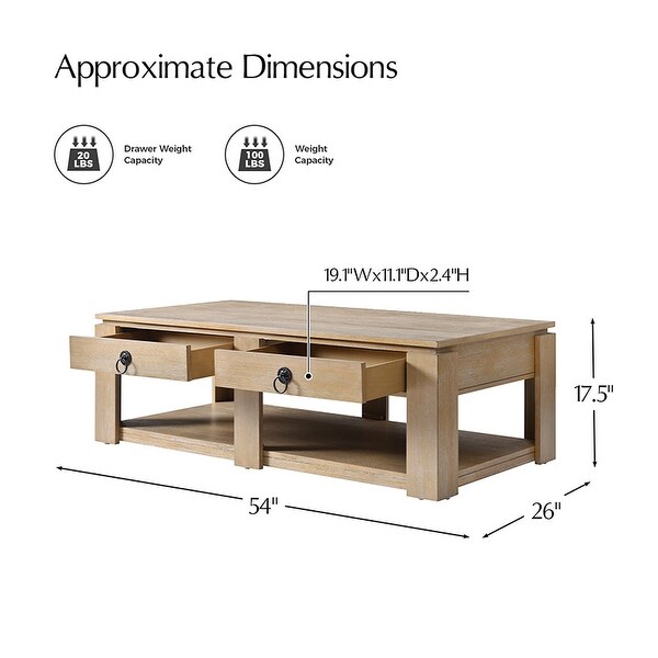 HULALA HOME Jorge Modern 4-Drawers Coffee Table with 6 Solid Wood
