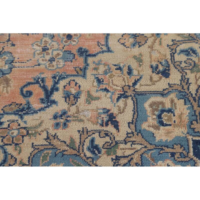 Traditional Orange Kashan Persian Vintage Rug Hand-Knotted Wool Carpet - 8'3"x 13'0"