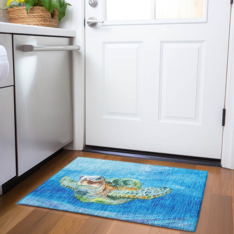 Premium Washable Super Soft Turtle Life Mayfield Rug - Multi - 1' 8" x 2' 6" - Rectangle