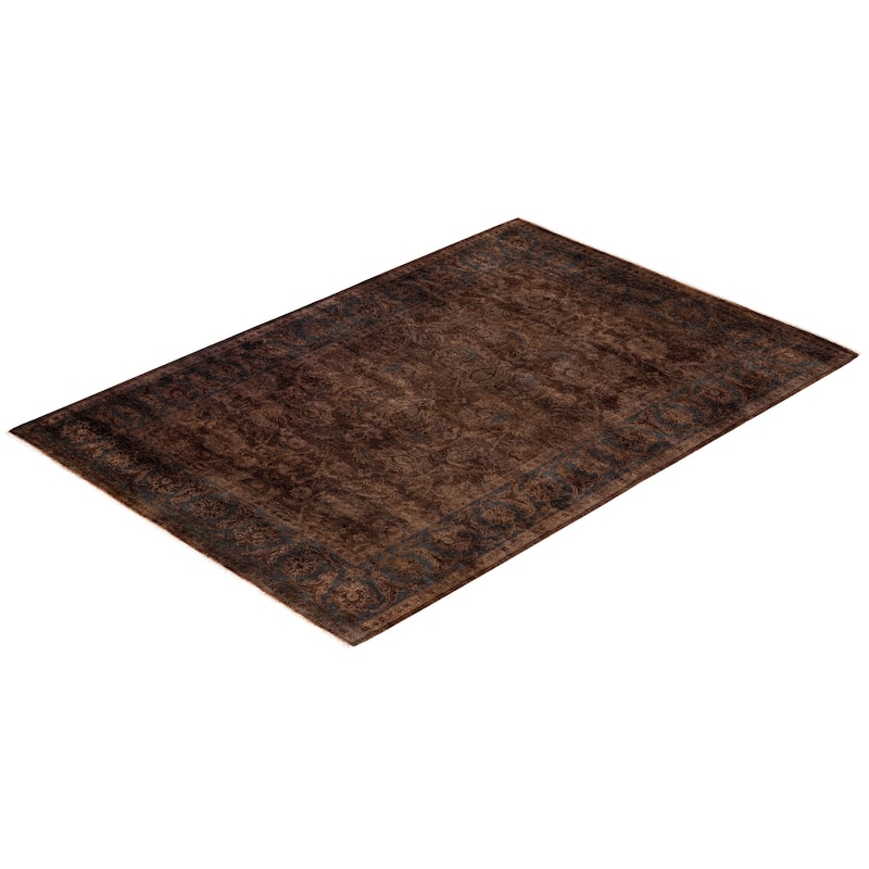Overdyed One-of-a-Kind Hand-Knotted Area Rug - Brown - 4' 2" x 6' 1"