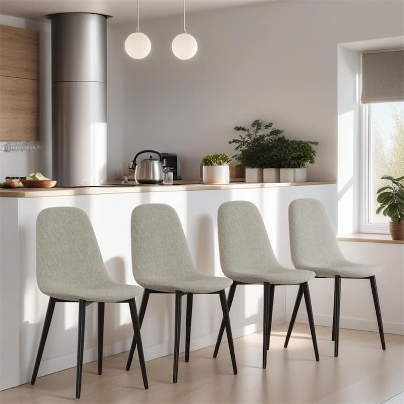 Modern Dining Room Chairs with Metal Legs(Set of 4) - N/A - Light Gray-Linen