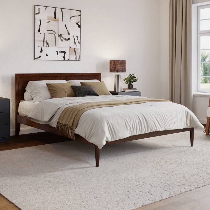 Ellarie Platform Bed with Adjustable Headboard - Queen - Walnut