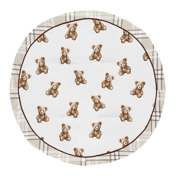 slide 2 of 5, Sweet Jojo Designs Boho Teddy Bear Boy, Girl, Gender Neutral Baby Tummy Time Playmat - Taupe Plaid & Brown, Watercolor, Classic