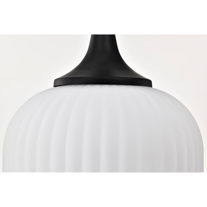 Solara Pendant Matte Black Finish Frosted Ribbed Glass - Matte Black