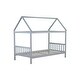 preview thumbnail 12 of 11, Light Grey Rubber Wood House Bed,Twin Size Kids Bed
