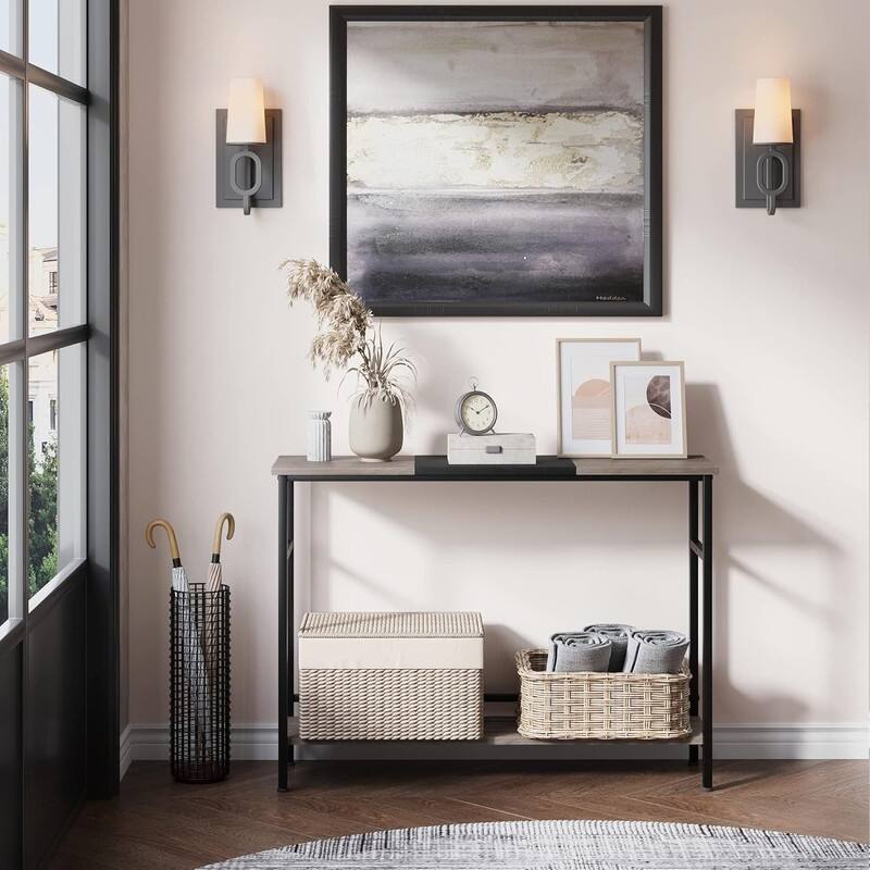 Narrow and Thin Sofa Table with Adjustable Shelves