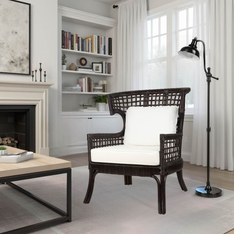 NPD Furniture Zelma Rattan Wingback Armchair - Espresso Brown