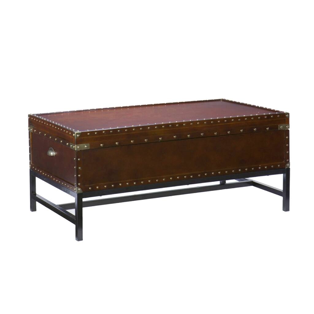 HomeRoots 42" Brown Manufactured Wood And Metal Rectangular Coffee Table - 42