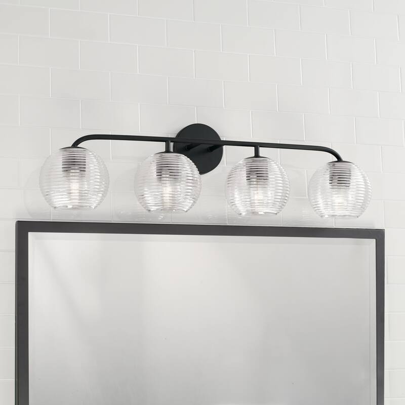 Dolan 4-light Bath/ Vanity Fixture w/ Clear Ribbed Glass