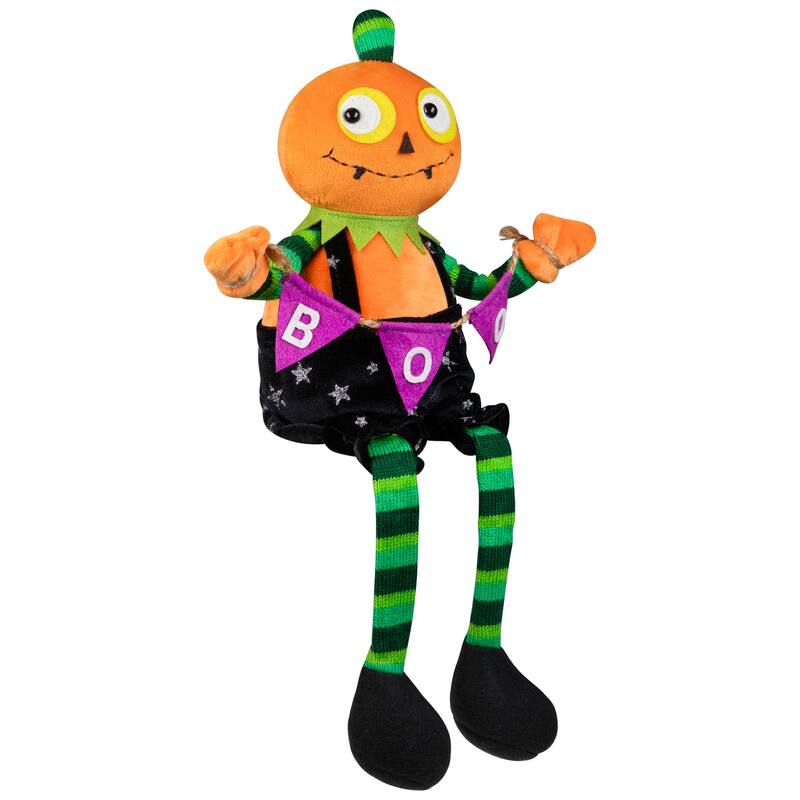 Jack O Lantern Halloween Decoration with Boo Banner- 14"