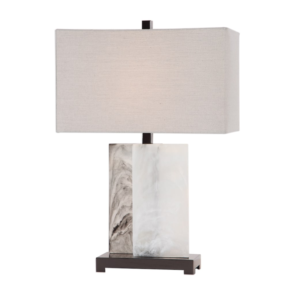 Silhouette Slabs Table Lamp with Gray Rectangle Shade - 26.25" - White