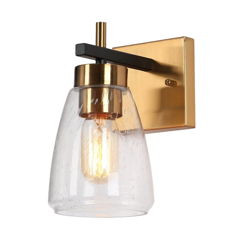 Modern Contemporary Wall Sconces Bathroom Vanity Lights with Seeded Glass - L 5.1" x W 6.7" x H 8.7"
