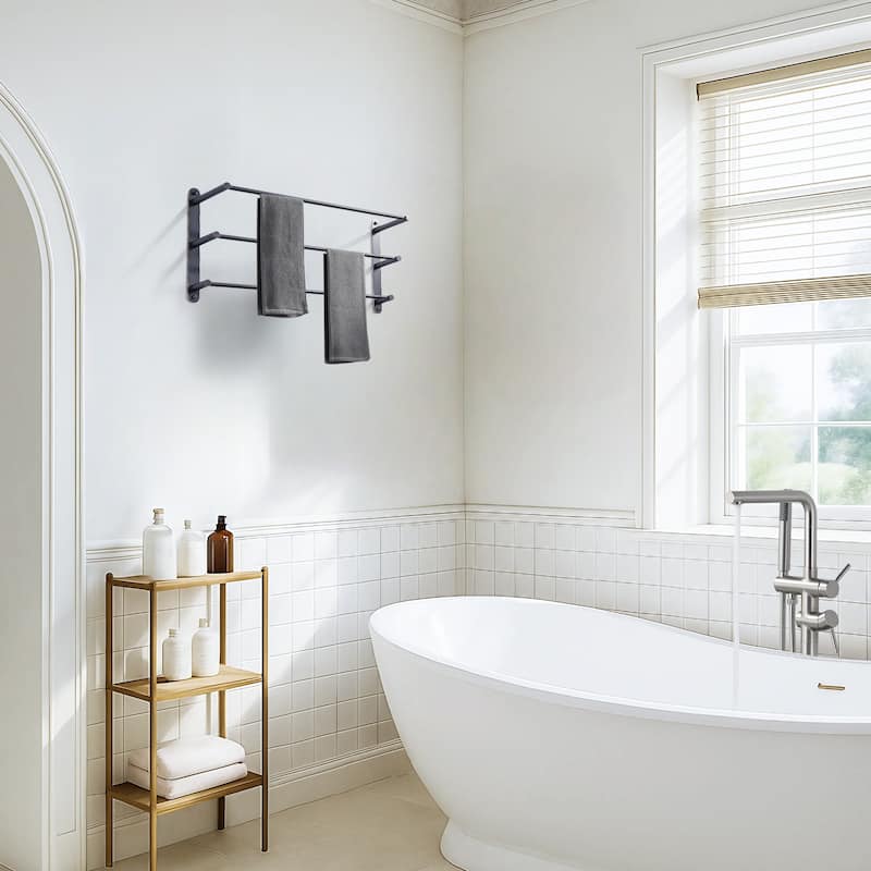WOWOW 3-Tier Wall Mounted Towel Rack in Brushed Nickel