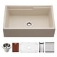 preview thumbnail 9 of 8, Houzer W-133-C Quartztone 33" Farmhouse Single Basin Granite Composite Sand