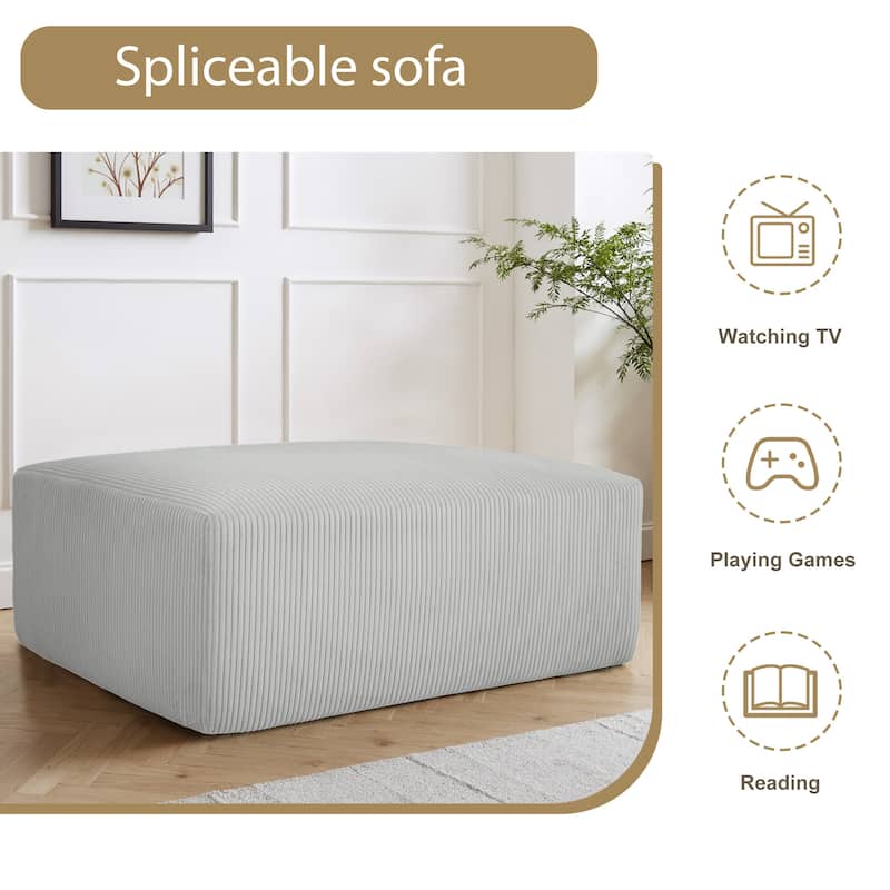 Corduroy Upholstered Modular Sectional Sofa with Ottoman