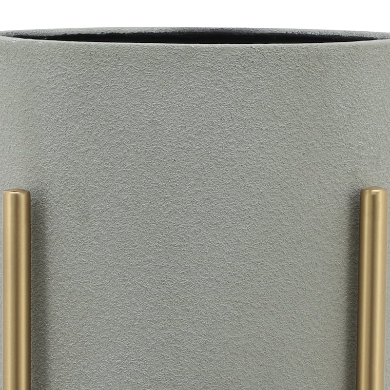 Modern Metal Round Planters on Stand - Set of 2