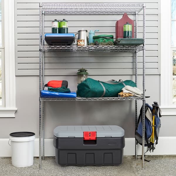 camping gear rubbermaid actionpacker 35 gal lockable storage bin