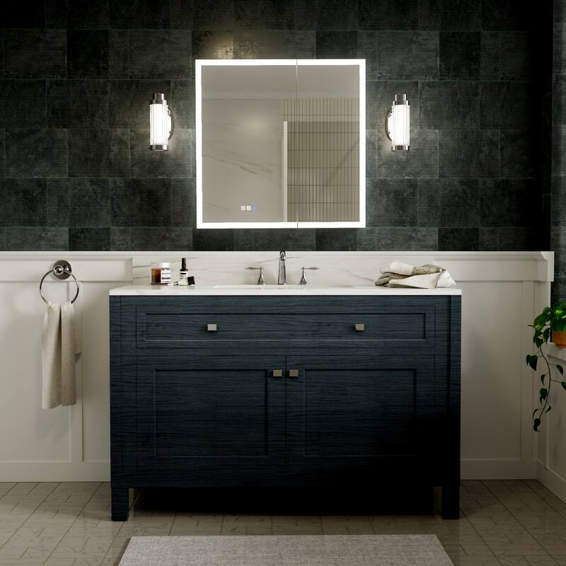 Modland 24"-30"W x 30"H LED Bathroom Medicine Cabinet with Mirror Anti-Fog,Surface or Recessed Mount